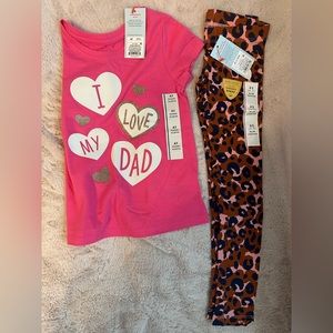 Girls 4T shirt and XS leopard leggings